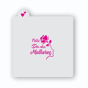 Estêncil Feliz dia das mulheres rosa
