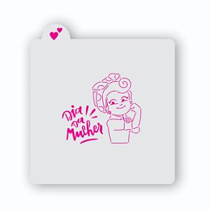 Estêncil dia da mulher caricatura