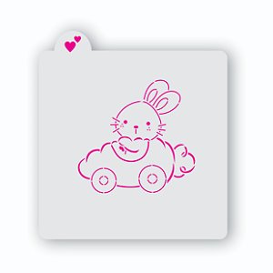 Estêncil Coelho Carro Cenoura 2