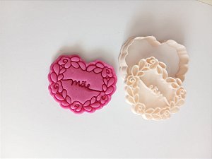 Cortador de Biscoito Coração Floral Mãe