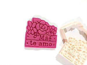 Cortador de Biscoito Mãe te Amo com Flores