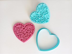 Cortador de biscoito coração feliz dia das mães