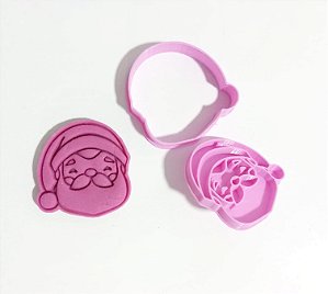 Cortador de biscoito Cabeça Noel com carimbo