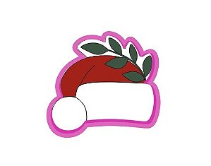 Cortador de Biscoito touca de natal com folhas