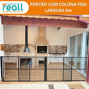 Portão de Segurança + coluna fixa - Largura até 4 metros reto ou em "L" Altura 100cm - Alumínio