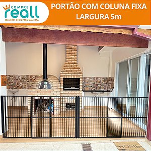 Portão de Segurança + coluna fixa - Largura até 5 metros reto ou em "L" Altura 125cm - Alumínio