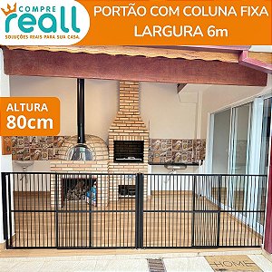 Portão de Segurança para Crianças e Pets 80cm x até 6m com Coluna Fixa em Alumínio