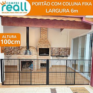 Portão de Segurança para Crianças e Pets 100cm x até 6m com Coluna Fixa em Alumínio