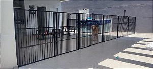 Portão de Segurança + coluna fixa + grade fixa - Largura até 8m e Altura 100cm - Alumínio