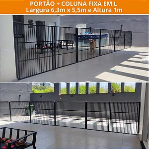 KIT PORTÃO + COLUNA FIXA EM L - LARGURA 6,3m X 5,5m e ALTURA 1m