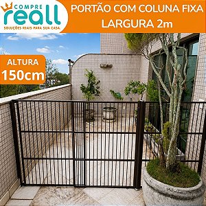 Portão de Segurança para Crianças e Pets 150cm x até 2m com Coluna Fixa em Alumínio
