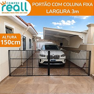 Portão de Segurança para Crianças e Pets 150cm x até 3m com Coluna Fixa em Alumínio