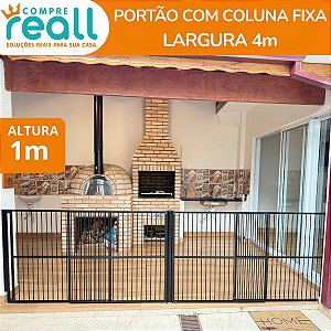 Portão de Segurança para Crianças e Pets 100cm x até 4m com Coluna Fixa em Alumínio