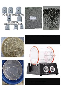 KIT TAMBOREADOR 3L COMPLETO 110v + 2KG PÓ B5 + 1KG MÍDIA + 900ML SHAMPOO + KIT PENEIRAS SEPARADORAS