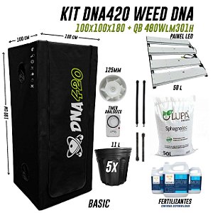 KIT GROW DNA420 WEED BASIC 100X100X180 + QB 480W lm301h