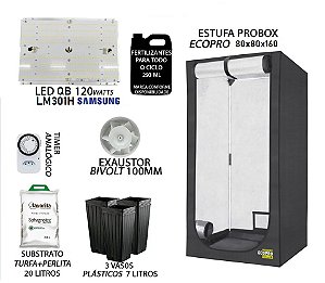 KIT PROBOX ECO 80x80x160 - Quantum Board LM301H 120w - Bivolt