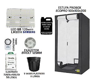 KIT PROBOX ECO 100x100x200 - Quantum Board LM301H 120w - Bivolt