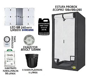 KIT PROBOX ECO 100x100x200 - Quantum Board LM301H 240w - Bivolt