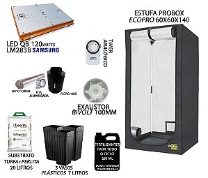 KIT PROBOX ECO 60x60x140 - Quantum Board LM283B 120w - Bivolt + Filtro 100s