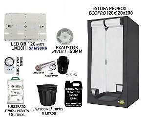 KIT PROBOX ECO 120x120x200 – Quantum Board LM301H 120w + Filtro 150l