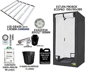 KIT PROBOX ECO 150x150x200 - Quantum Board LM301H 600w + Filtro 150l