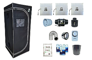 KIT ESTUFA DNA420 LED 60X60X160cm - 120w Quantum Board Dna420 283B (3 Placas 40w) + Filtro