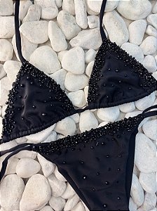 Cortininha Preto Bordado