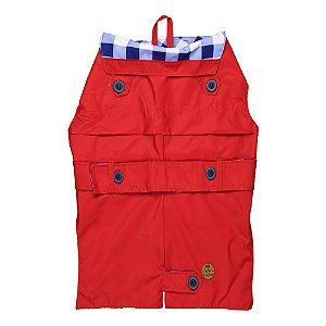 Trench coat pet vermelho com Xadrez navy