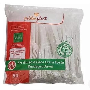 Kit Garfo e Faca Biodegradável c/ 50 Conjuntos