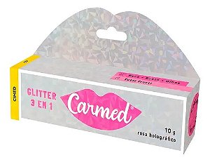 Carmed Hidratante Labial Glitter 3 Em 1 Rosa Holográfico 10g