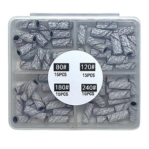 Refil Lixa Mandril Motor Unha Kit Gramatura 80 - 120 - 180 - 240