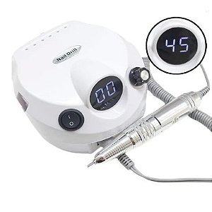 Motor Lixadeira Nail Drill Branco 45000 rpm - Com Visor Digital