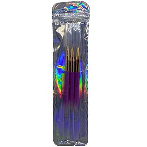 Pincel Kit Ponta Fina Strass com 3