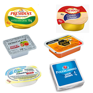 KIT COMPLETO MINI BLISTER SACHE GELEIA MANTEIGA MARGARINA POLENGHINHO CREAM CHEESEMEL