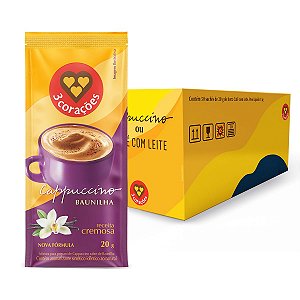 Café Cappuccino 3 Corações Sache 20gr Baunilha Caixa 50 Unidades