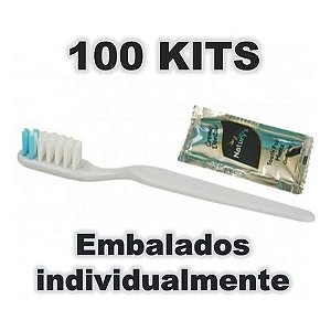 Kit dental escova de dente +gel dental4gr 100unidades de cada