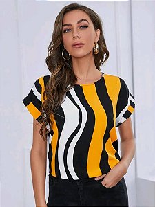 Blusa Ocasional Bloco De Cores