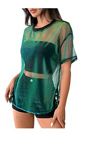Blusa Transparente em Tela Colorida