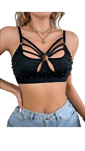 Cropped geométrico com contas