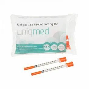 Seringas para Insulina com Agulha 1ml (6x0,25mm) 31G - 10 unidades - UniqMed