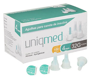 Agulhas para Caneta de Insulina - Caixa com 100 Unidades - UniqMed