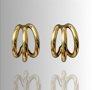 Brinco Três Fios Folheado a ouro 18k