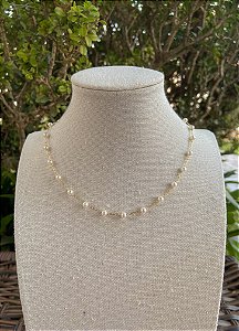 COLAR PEROLA 40CM FOLHEADO A OURO