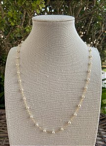 COLAR PEROLAS 50CM FOLHEADO A OURO