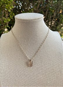 COLAR PRATA BORBOLETA CRAVEJADA