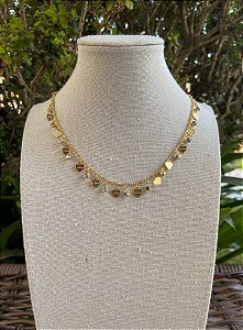 COLAR DOURADO ZIRCONIA E CORACOES
