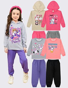 KIT 4 CONJUNTOS MOLETOM INFANTIL MENINA INVERNO (ESTAMPAS SORTIDAS)