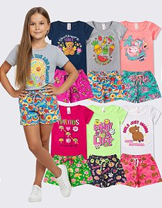 KIT 6 CONJUNTOS INFANTIL MENINA VERÃO (ESTAMPAS SORTIDAS)