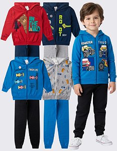 KIT 4 MOLETOM INFANTIL ZIPER MENINO INVERNO (ESTAMPAS SORTIDAS)