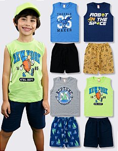 KIT 4 CONJUNTO INFANTIL REGATA VERÃO (ESTAMPAS SORTIDAS)